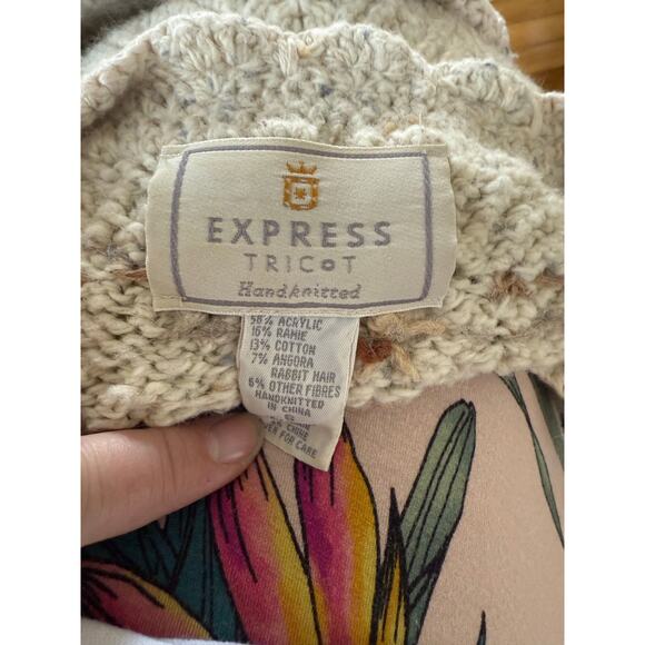 Vintage Express Tricot Hand Knitted Sweater Womens Angora Oversized Floral - Picture 2 of 6
